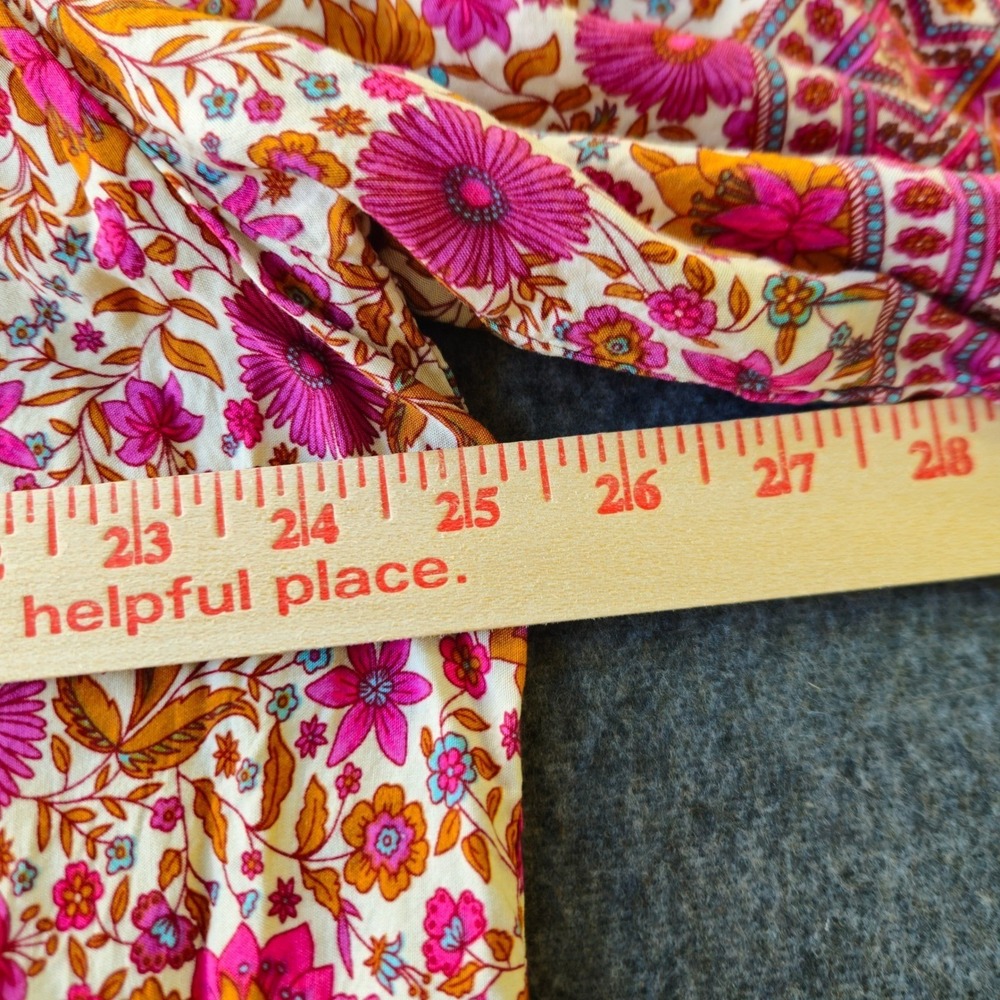 Rusttydustty 4XL Boho Floral Tunic Top Bell Sleeve Flowerchild Peasant Festival - Picture 6 of 9
